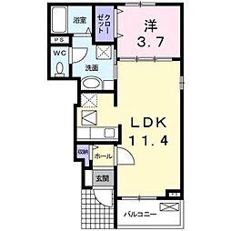 ブリーゼ春日台A 1LDKの間取図画像