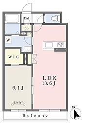 ディアコート2 1LDKの間取図画像