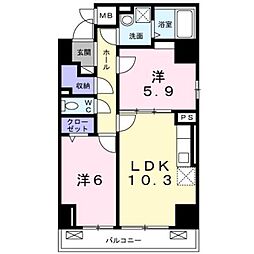 シオン八王子 2LDKの間取図画像