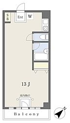 プラーズ相武台 5階ワンルームの間取り