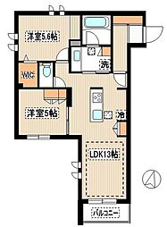 Le Ruah 2LDKの間取図画像