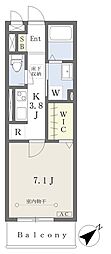 クレシェンテ2 1Kの間取図画像