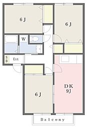 アルカディア立野台弐番館 3DKの間取図画像