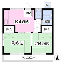 ハウス朋和 2Kの間取図画像