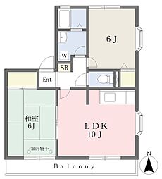 クレストパレスC 2LDKの間取図画像