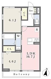 プランドール 2LDKの間取図画像