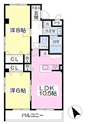 アローネ美しが丘 2LDKの間取図画像