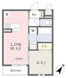 蕪木マンション 1LDKの間取図画像