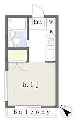 グレース宮野 ワンルームの間取図画像