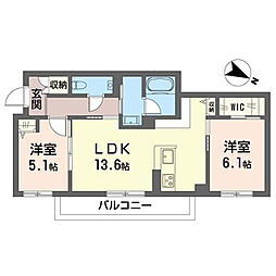 フォレスト 2LDKの間取図画像
