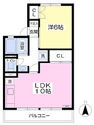 バルコンソワ 1LDKの間取図画像