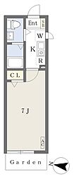 カーサ・ソレイユ 1Kの間取図画像