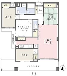 クレストフォルム新百合ヶ丘サウスヒル 3SLDKの間取図画像