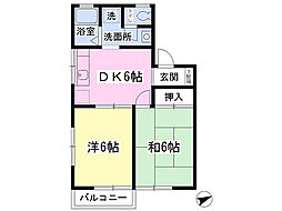クレスト田中 2DKの間取図画像