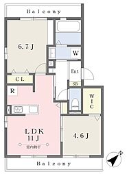 フォリア玉縄 2LDKの間取図画像