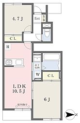 クレセント ノーブル 2LDKの間取図画像