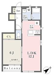ハピネス港南台 1LDKの間取図画像