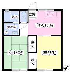 コーポ清風B棟 2DKの間取図画像
