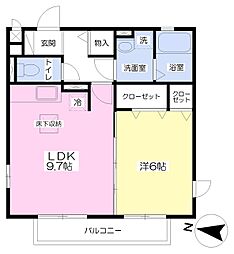 パルテールC 1LDKの間取図画像