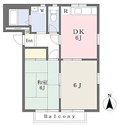 室ヶ谷コーポ 2DKの間取図画像