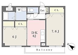 プレミール鎌倉 2DKの間取図画像