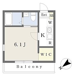 Ｎ−ｈａｒｂａｒ　Ｌａｇｏｏｎ大豆戸町 2階1Kの間取り