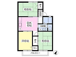 グリーンヒル原B 3DKの間取図画像