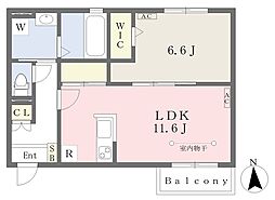 マリンフレシア 1LDKの間取図画像