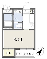 クレ.リエール大倉山2 ワンルームの間取図画像