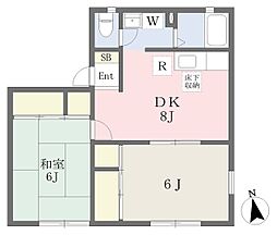 第2セトル上星川C 2DKの間取図画像