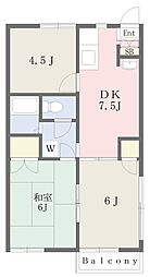 ウィステリア大倉山D 3DKの間取図画像