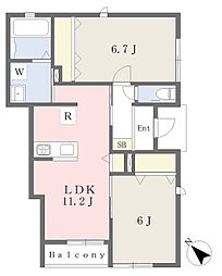 エステートミャオA 2LDKの間取図画像