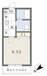 N-harbar Lagoon大豆戸町 1Kの間取図画像