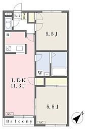 ウィステリアアネックス 2LDKの間取図画像