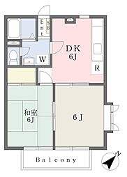 ミキハイツ 2DKの間取図画像