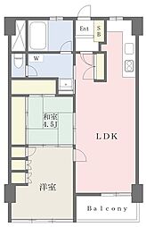 第一ニュー野毛山マンション 2LDKの間取図画像