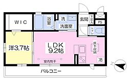 カトレア 1LDKの間取図画像