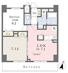 グランシャルドー浦和常盤 604 6階1SLDKの間取り