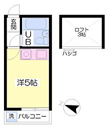 ジョイフルジョイ中浦和 ワンルームの間取図画像