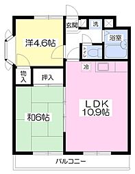 ビューテラス西谷 2LDKの間取図画像