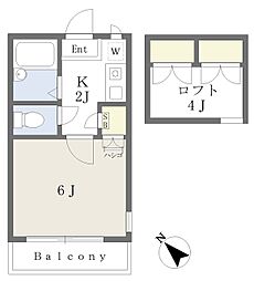 シングルエステート 1Kの間取図画像