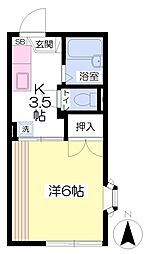 セレーンハイツ 1Kの間取図画像