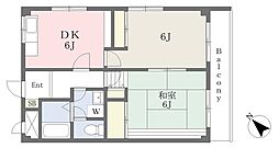 第2礒部マンション 2DKの間取図画像