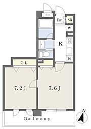 アヴニール常盤 2Kの間取図画像