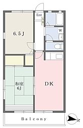 アーバン富田E 2DKの間取図画像