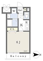 カムプレース西川口 1階1Kの間取り