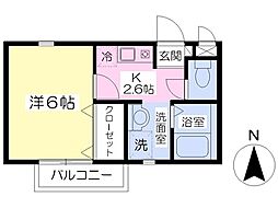 Yコリーヌ 1Kの間取図画像