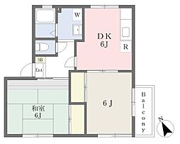 リバーサイド芝B 2DKの間取図画像