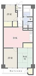 第二川口ハイツ 2LDKの間取図画像