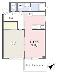 ミキハイツ並木 1LDKの間取図画像